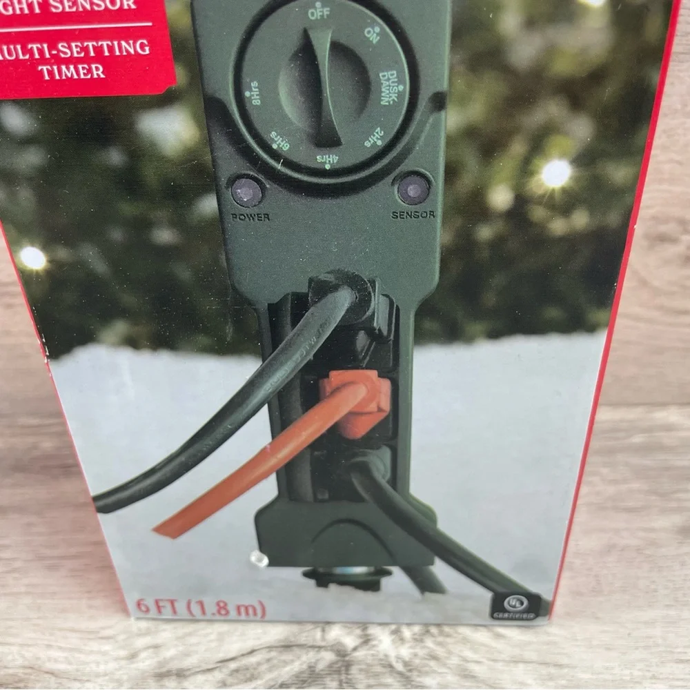 Holiday Time 3 Outlet Power Stake w/Timer 6' Waterproof/Light Sensor/Multi-Set